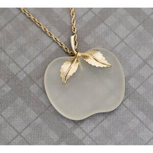 Vintage Boho Glass Apple Pendant Necklace 29 Inches by Avon G11